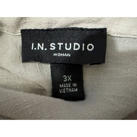 I.N Studio Women 3X Taupe Peplum Blouse Shoulder Lace Cottagecore Babydoll Flowy - Picture 5 of 6